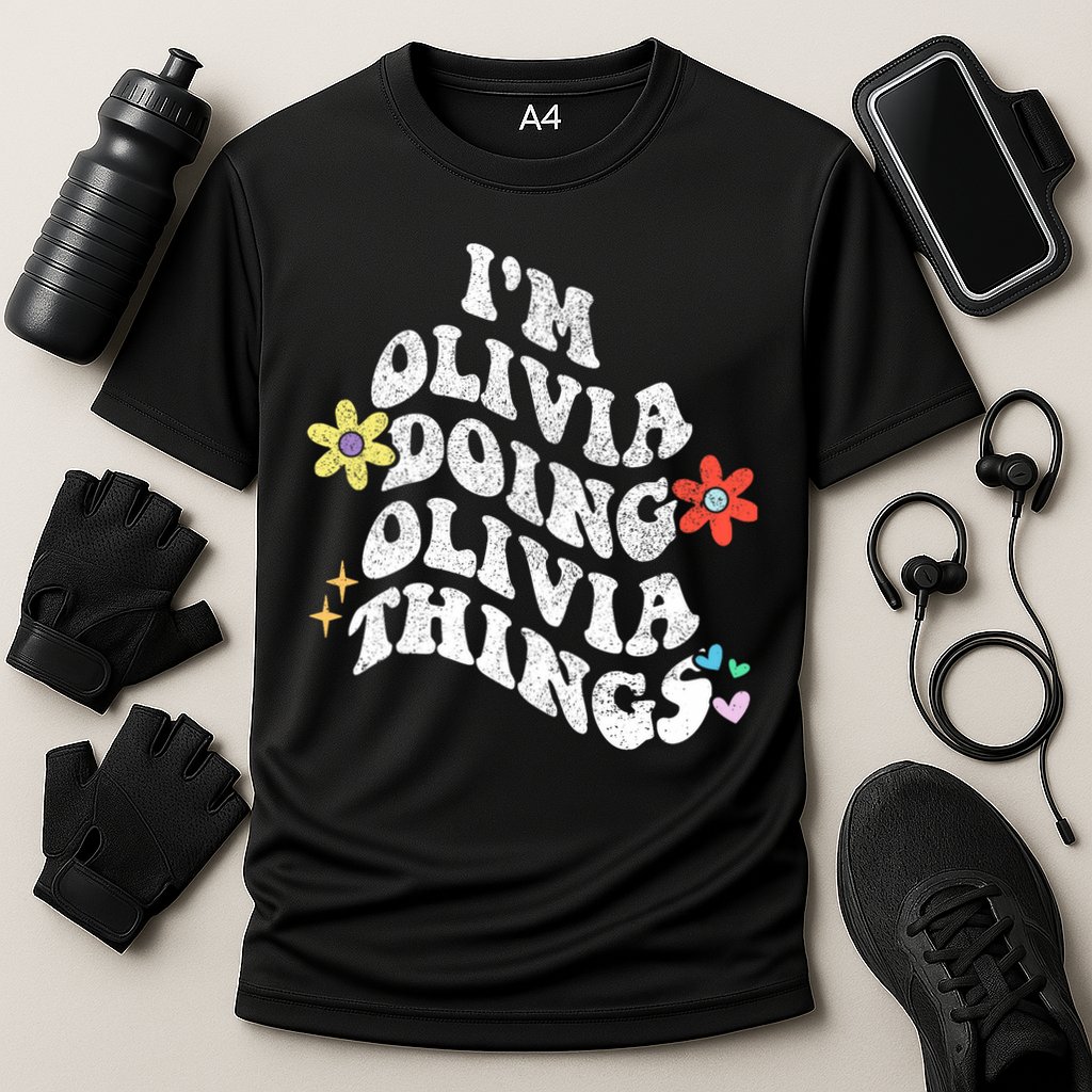 Personalized Name Mothers Day Outfit For Women Retro Groovy Im Olivia Doing Olivia Things Funny Moth Cooling Performance Crew T-Shirt