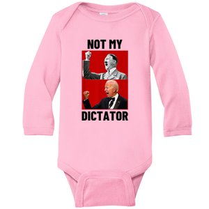 PedoHitler Not My Dictator Funny Joe Biden Baby Long Sleeve Bodysuit