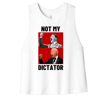 PedoHitler Not My Dictator Funny Joe Biden Women's Racerback Cropped Tank