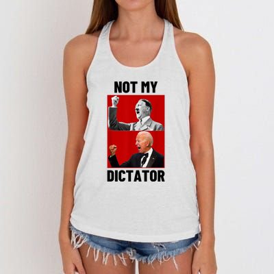 PedoHitler Not My Dictator Funny Joe Biden Women's Knotted Racerback Tank