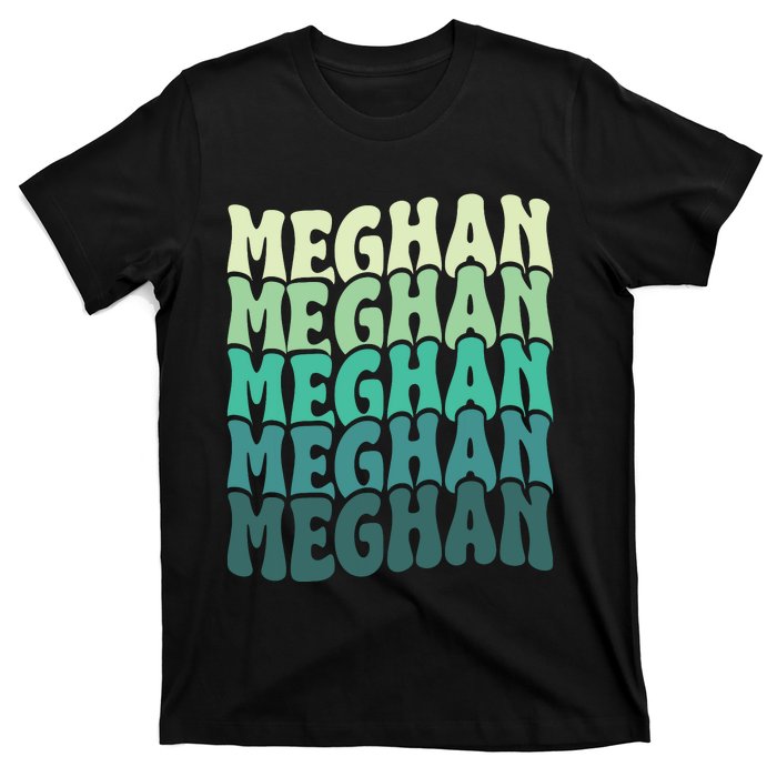 Personalized Name Meghan I Love Meghan Groovy 80S T-Shirt