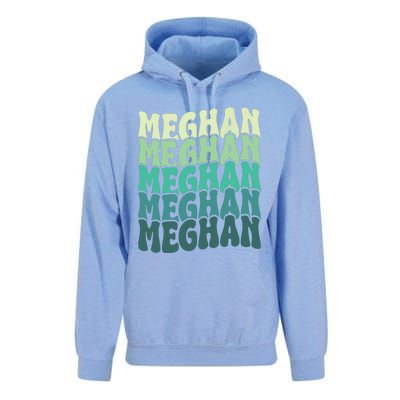 Personalized Name Meghan I Love Meghan Groovy 80S Unisex Surf Hoodie