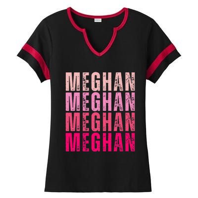 Personalized Name Meghan I Love Meghan Ladies Halftime Notch Neck Tee