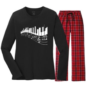 Piano Notes Musical Women's Long Sleeve Flannel Pajama Set 