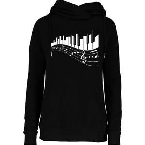 Piano Notes Musical Womens Funnel Neck Pullover Hood