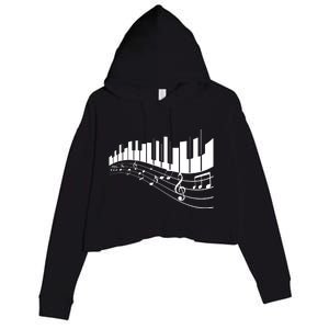 Piano Notes Musical Crop Fleece Hoodie