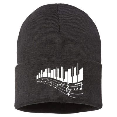 Piano Notes Musical Sustainable Knit Beanie