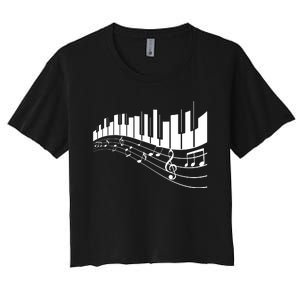 Piano Notes Musical Women's Crop Top Tee