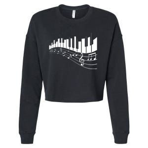 Piano Notes Musical Cropped Pullover Crew