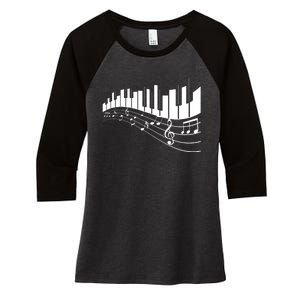 Piano Notes Musical Women's Tri-Blend 3/4-Sleeve Raglan Shirt