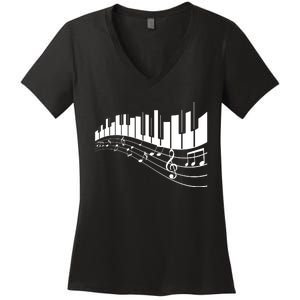 Piano Notes Musical Women's V-Neck T-Shirt