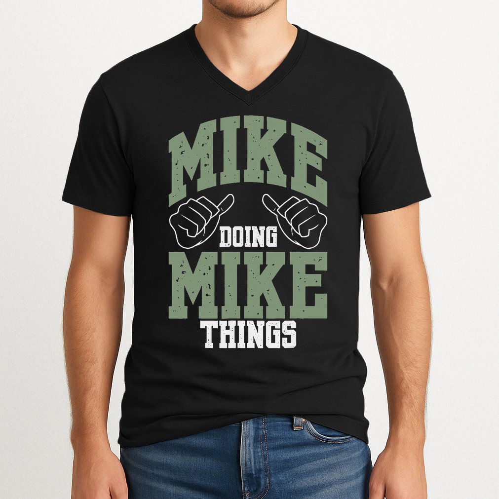 Personalized Name Mike Men's Black Mike Birthday V-Neck T-Shirt