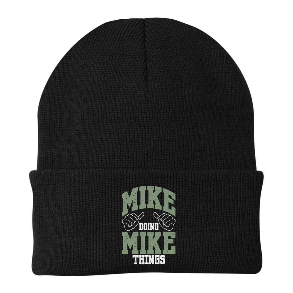 Personalized Name Mike Men's Black Mike Birthday Beanie