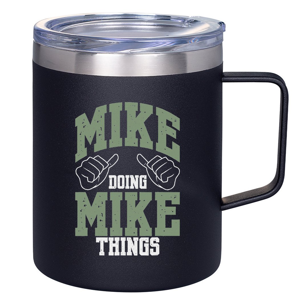 Personalized Name Mike Men's Black Mike Birthday 12oz Stainless Steel Coffee Mug
