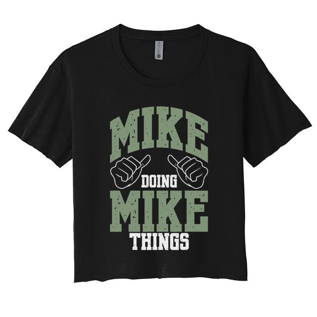 Personalized Name Mike Men's Black Mike Birthday Women's Crop Top Tee