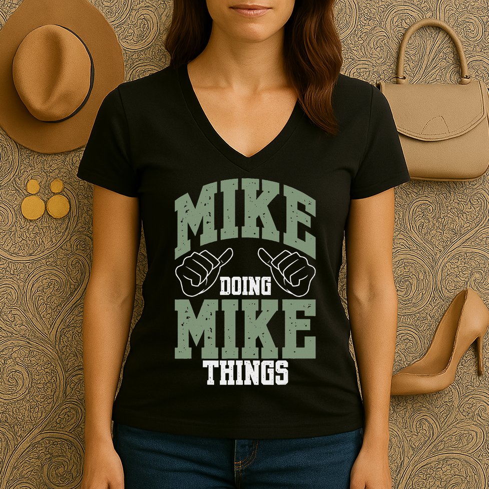 Personalized Name Mike Men's Black Mike Birthday Women's V-Neck T-Shirt