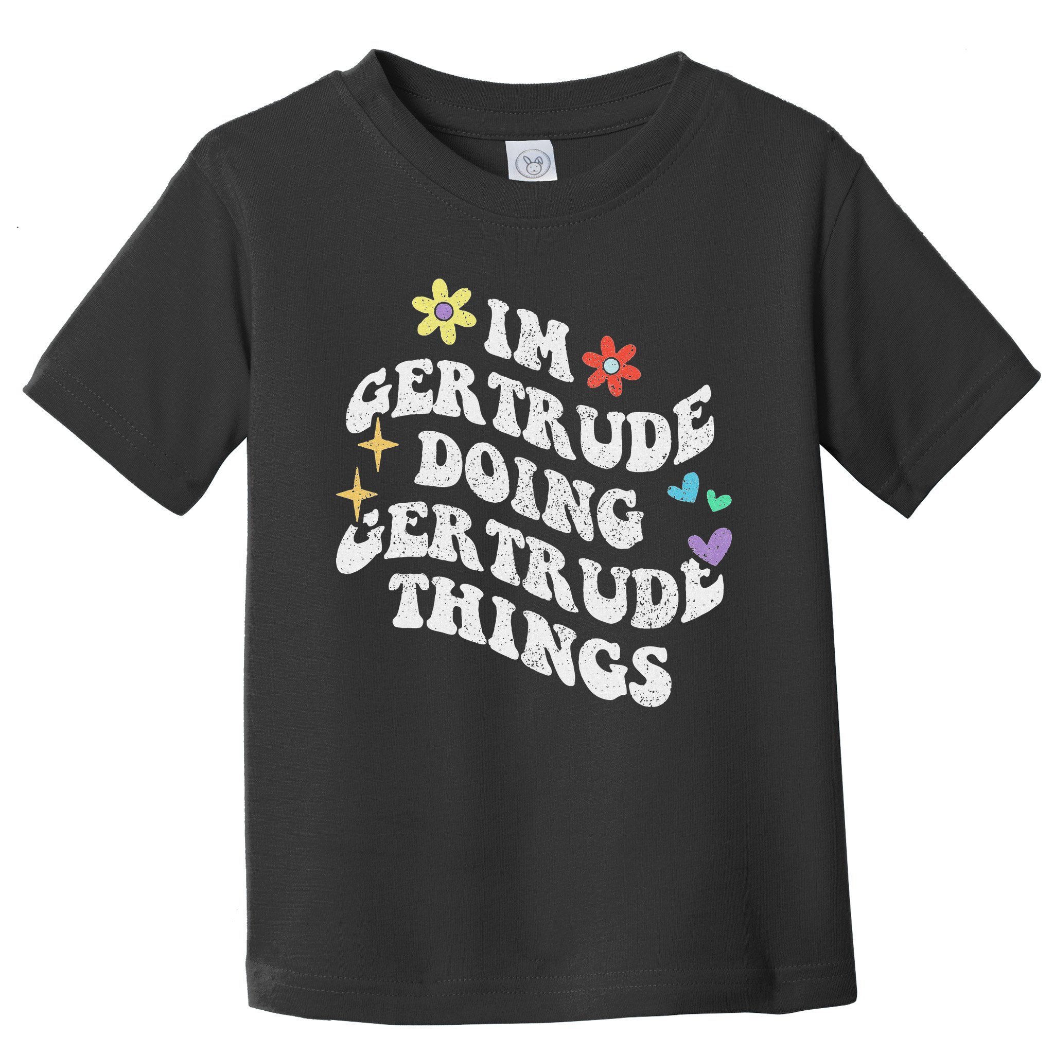 Personalized Name Mothers Day Outfit For Women Retro Groovy Im Gertrude Doing Gertrude Things Funny Toddler T-Shirt