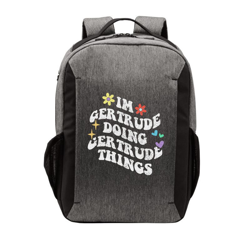 Personalized Name Mothers Day Outfit For Women Retro Groovy Im Gertrude Doing Gertrude Things Funny Vector Backpack
