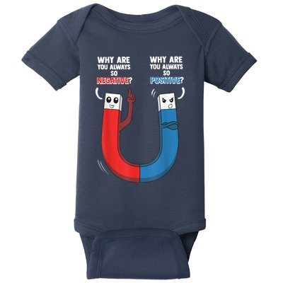 Positive Negative Magnet Science Chemistry Geek Baby Bodysuit