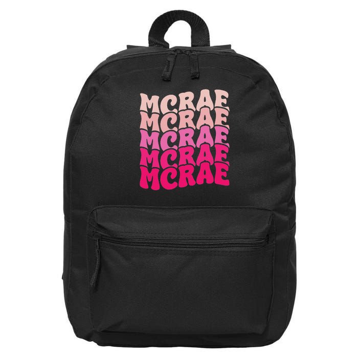 Personalized Name Mcrae I Love Mcrae 80's Groovy 16 in Basic Backpack