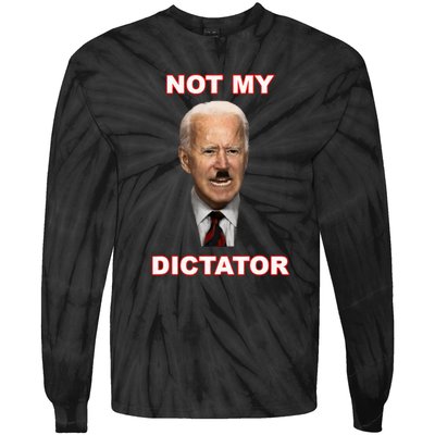 PedoHitler Not My Dictator Funny Joe Biden Tie-Dye Long Sleeve Shirt