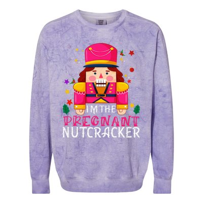 Pregnant Nutcracker Matching Family Group Christmas Colorblast Crewneck Sweatshirt