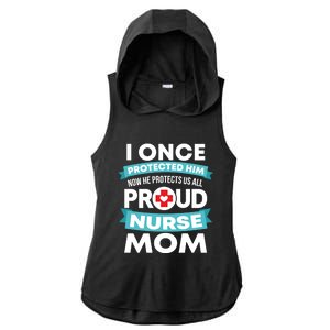 Proud Nurse Mom Support Rn Son Gift Ladies PosiCharge Tri-Blend Wicking Draft Hoodie Tank