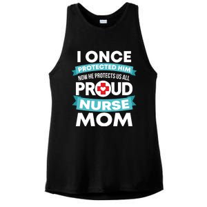 Proud Nurse Mom Support Rn Son Gift Ladies PosiCharge Tri-Blend Wicking Tank