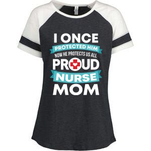 Proud Nurse Mom Support Rn Son Gift Enza Ladies Jersey Colorblock Tee