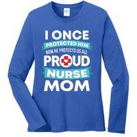 Proud Nurse Mom Support Rn Son Gift Ladies Long Sleeve Shirt