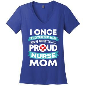 Proud Nurse Mom Support Rn Son Gift Women's V-Neck T-Shirt