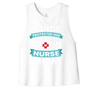 Proud Nurse Mom Support Rn Son Gift Women's Racerback Cropped Tank