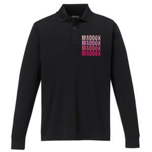 Personalized Name Maddox I Love Maddox Performance Long Sleeve Polo