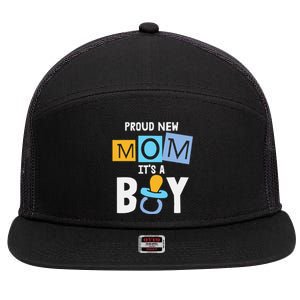 Proud New Mom It's A Promoted To Mommy Mother's Day 7 Panel Mesh Trucker Snapback Hat