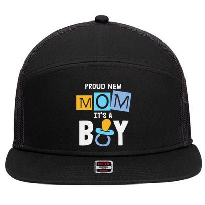 Proud New Mom It's A Promoted To Mommy Mother's Day 7 Panel Mesh Trucker Snapback Hat