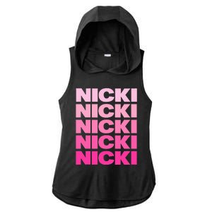 Personalized Name Nicki I Love Nicki Ladies PosiCharge Tri-Blend Wicking Draft Hoodie Tank