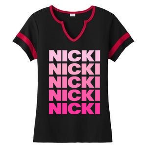 Personalized Name Nicki I Love Nicki Ladies Halftime Notch Neck Tee