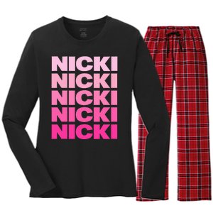 Personalized Name Nicki I Love Nicki Women's Long Sleeve Flannel Pajama Set 