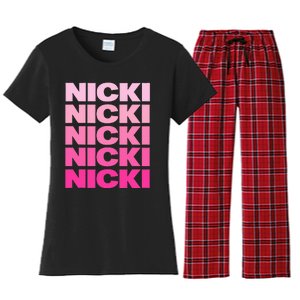 Personalized Name Nicki I Love Nicki Women's Flannel Pajama Set