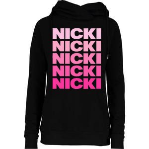 Personalized Name Nicki I Love Nicki Womens Funnel Neck Pullover Hood