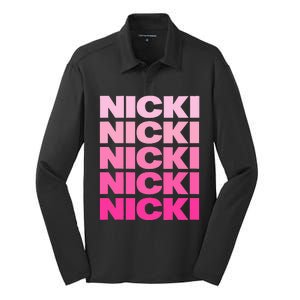 Personalized Name Nicki I Love Nicki Silk Touch Performance Long Sleeve Polo