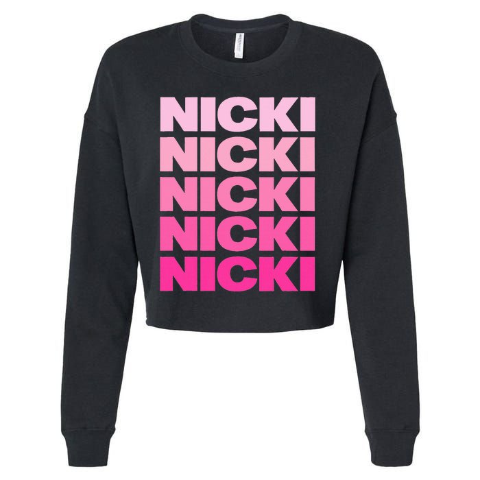 Personalized Name Nicki I Love Nicki Cropped Pullover Crew