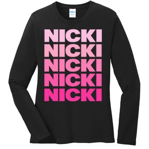 Personalized Name Nicki I Love Nicki Ladies Long Sleeve Shirt