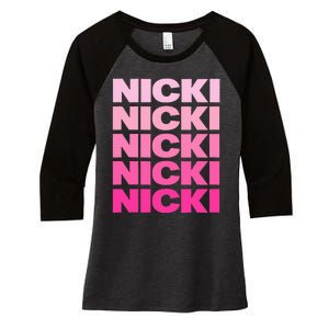 Personalized Name Nicki I Love Nicki Women's Tri-Blend 3/4-Sleeve Raglan Shirt