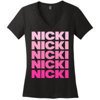 Personalized Name Nicki I Love Nicki Women's V-Neck T-Shirt