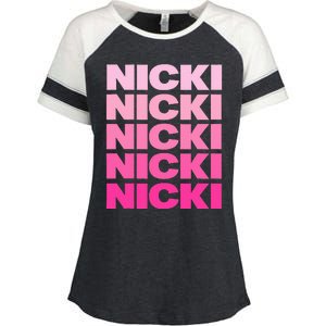 Personalized Name Nicki I Love Nicki Enza Ladies Jersey Colorblock Tee