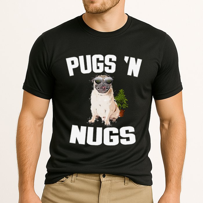 Pugs ´N Nugs Cannabis Pot Weed Smoking Smoke Hash Cooling Performance Crew T-Shirt