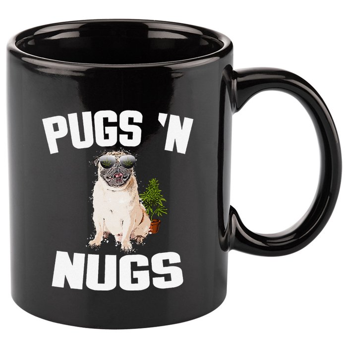 Pugs ´N Nugs Cannabis Pot Weed Smoking Smoke Hash 11oz C Handle Ceramic Mug