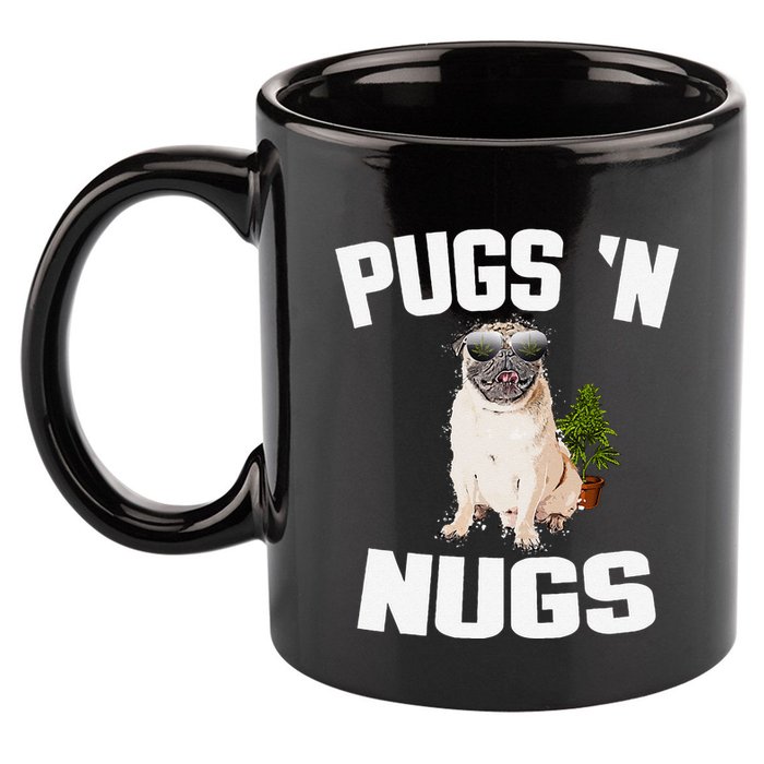 Pugs ´N Nugs Cannabis Pot Weed Smoking Smoke Hash 11oz C Handle Ceramic Mug