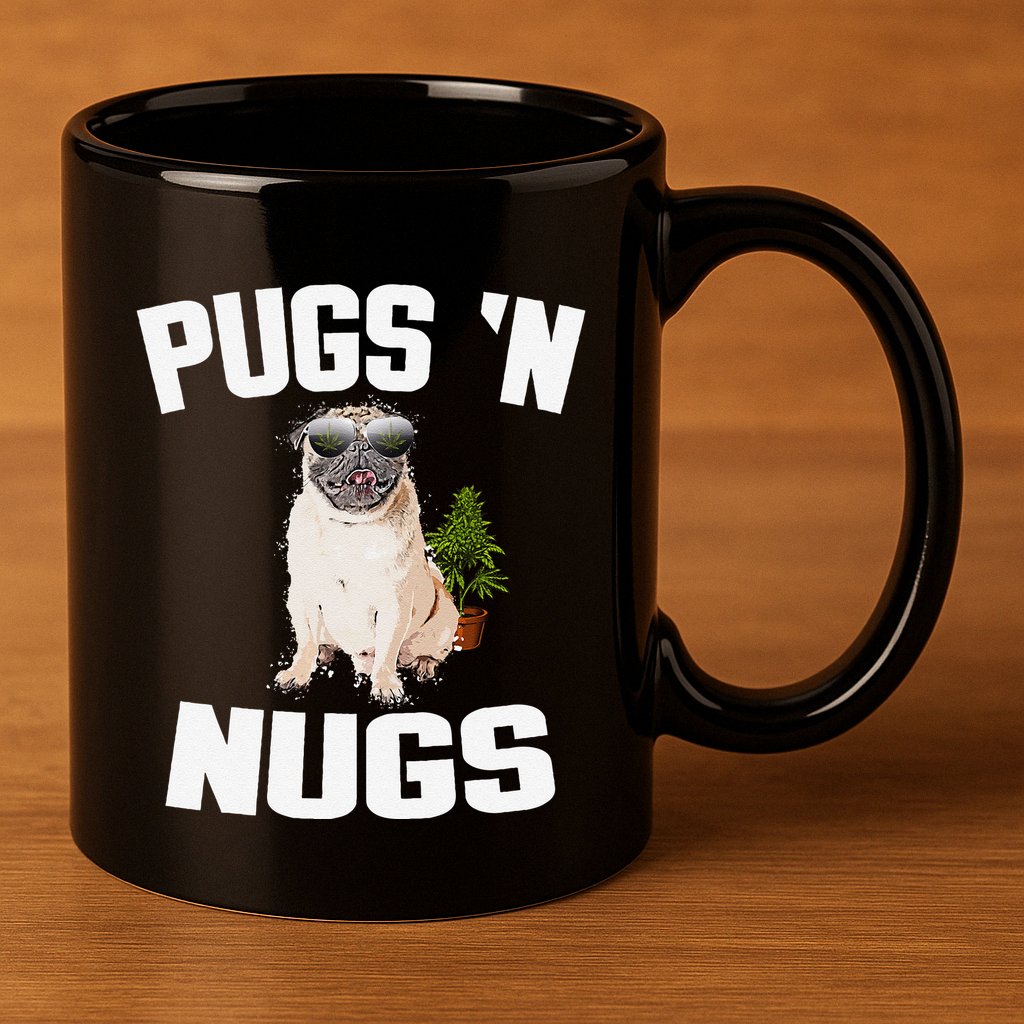 Pugs ´N Nugs Cannabis Pot Weed Smoking Smoke Hash 11oz C Handle Ceramic Mug